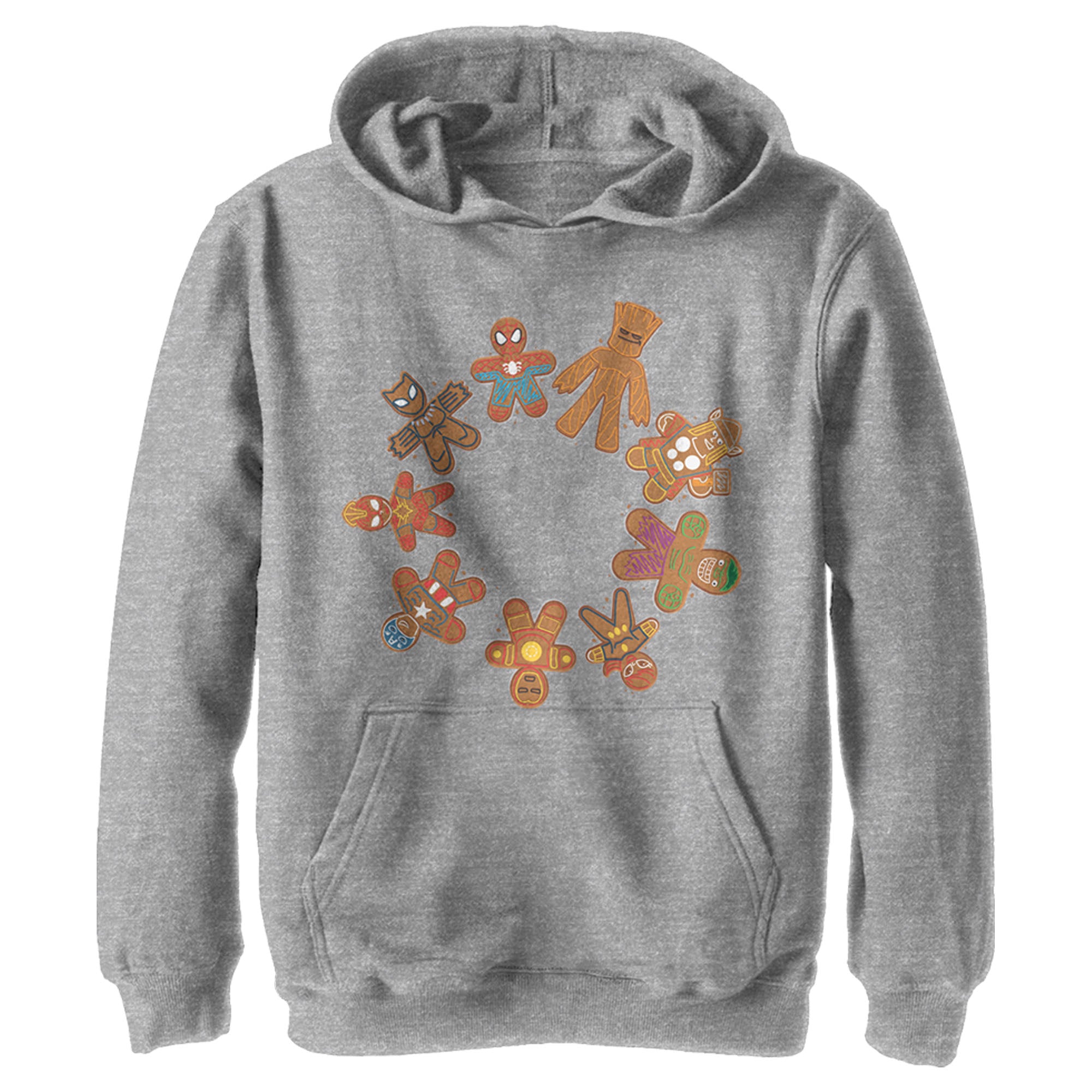 Boy’S Marvel Christmas Gingerbread Cookie Circle Pull Over Hoodie