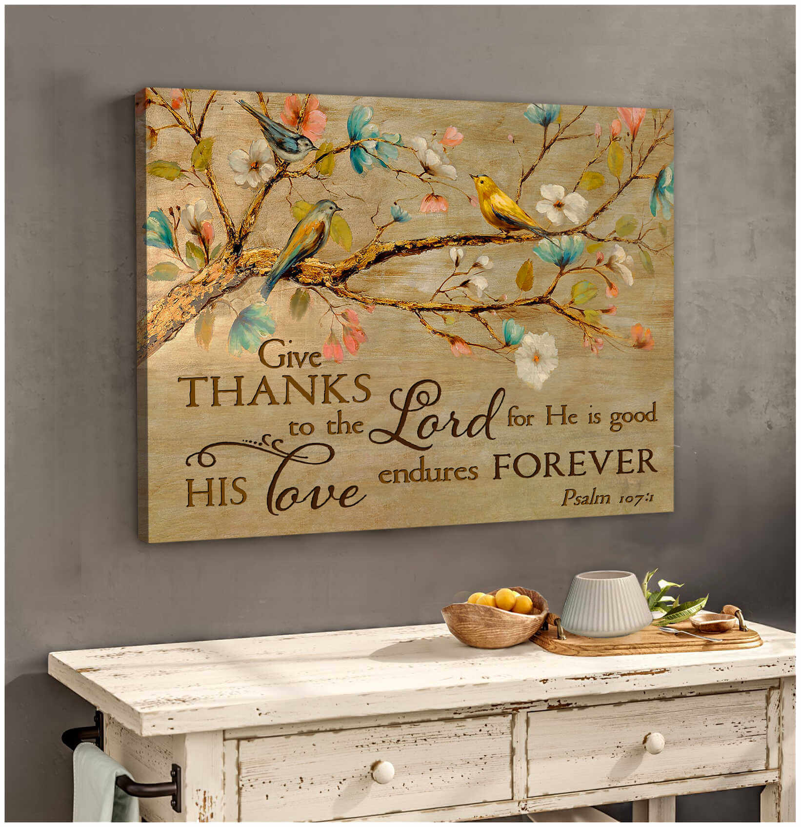 Give Thanks Bird Canvas Poster Print, Canvas Wall Decor – Kayli Shop