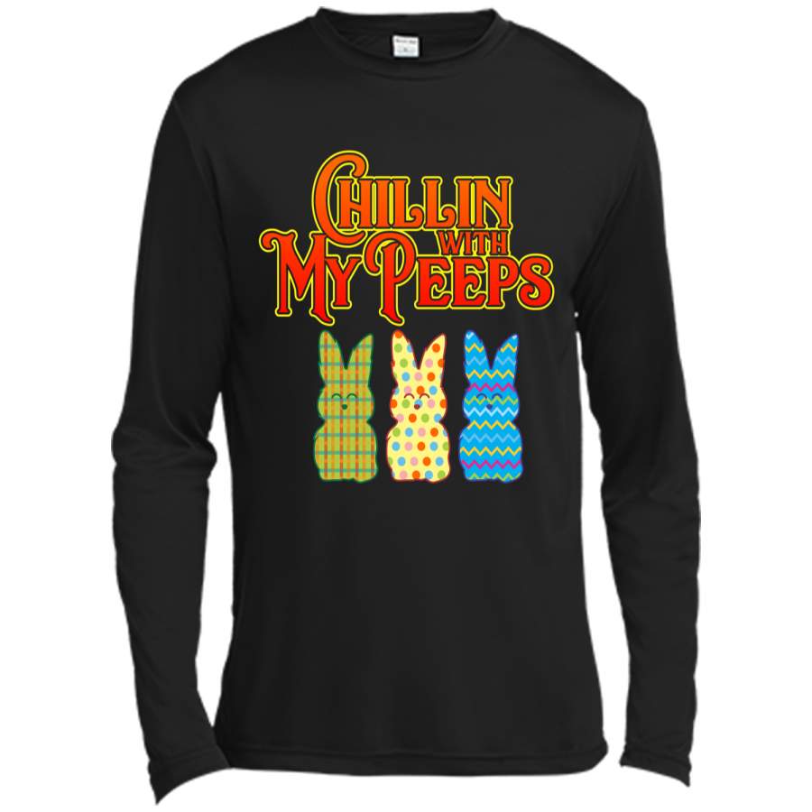 Chillin With My Peeps T-shirt Funny Easter Bunny Rabbit Tee Long Sleeve Moisture Absorbing Shirt