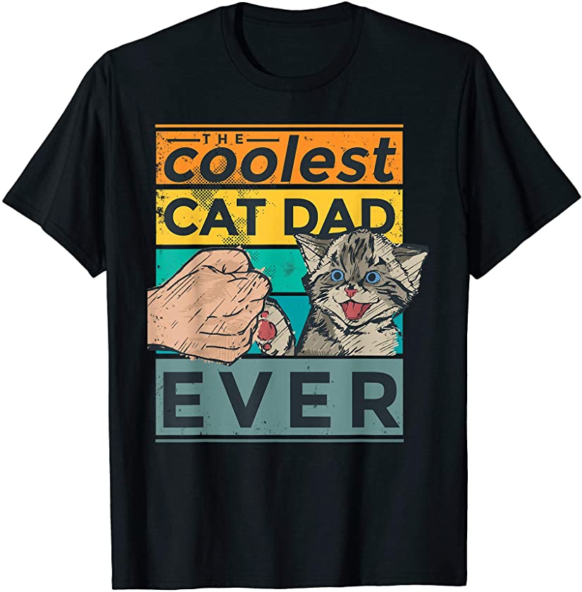 Coolest Dad Ever Cute Cat Fist Bump Kitten Lover Graphic Men T-Shirt