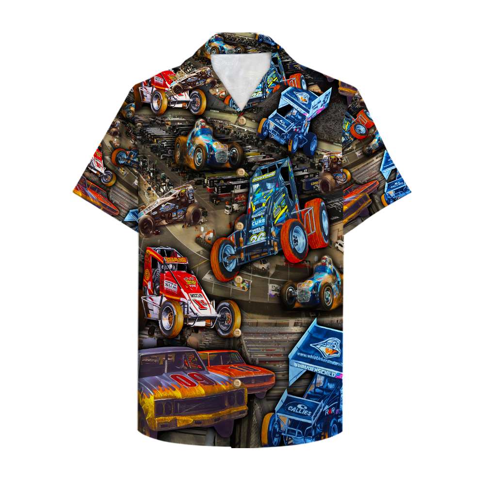 Dirt Track Racing Hawaii Aloha Shirt Ha47764