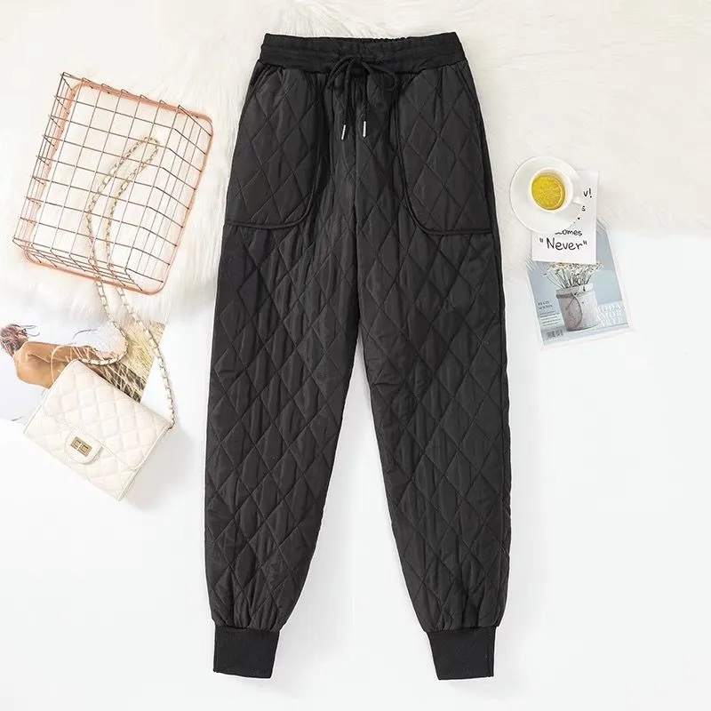 Winter Down Cotton Ultra-light Oversized Jogging Pant Women’s Casual Warm Loose Harem Pantalones Thick High Waist Capris trouser alx