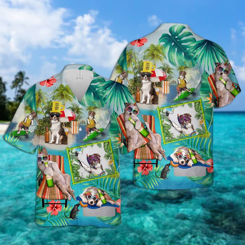 Australian Shepherd – Surfing Hawaiian Shirt