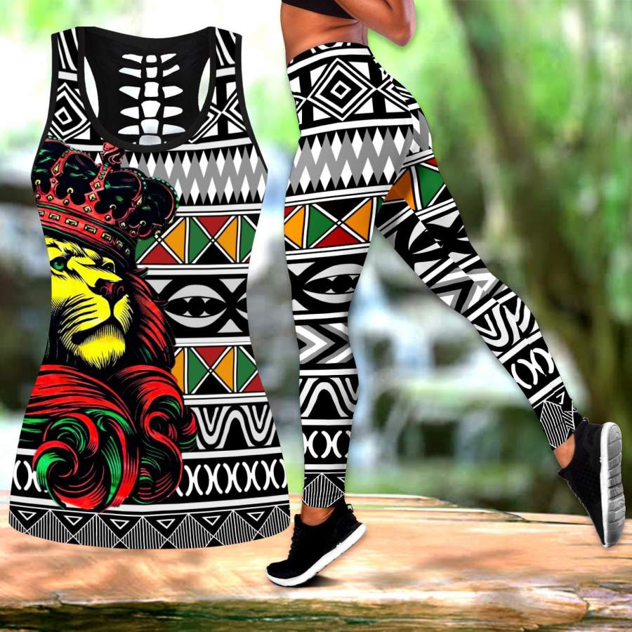 African Lion Pattern Legging & Tank top-ML