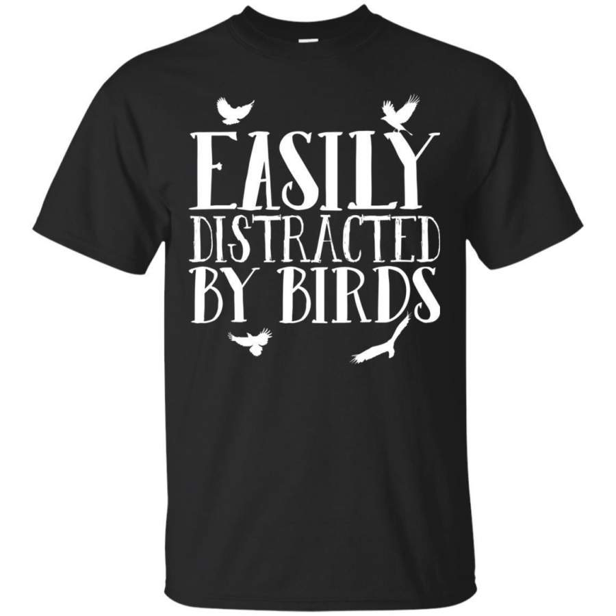 AGR Bird Lovers Tshirt Easily Distracted By Birds Bird Watching Jaq T-shirt