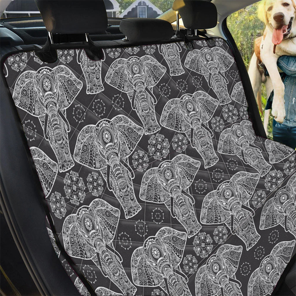 Black And White Boho Elephant Print Pet Car Back Seat Cover