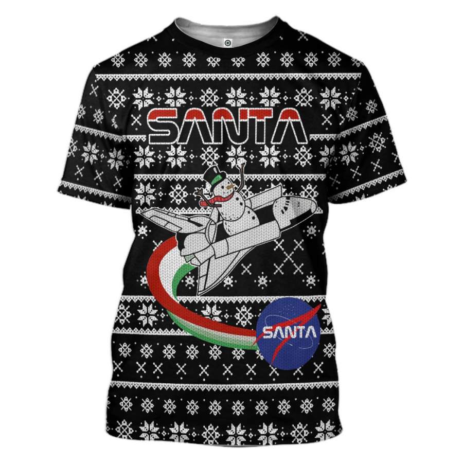 3D Nasa Santa Xmas Ugly Christmas Sweater Custom Tshirt Apparel