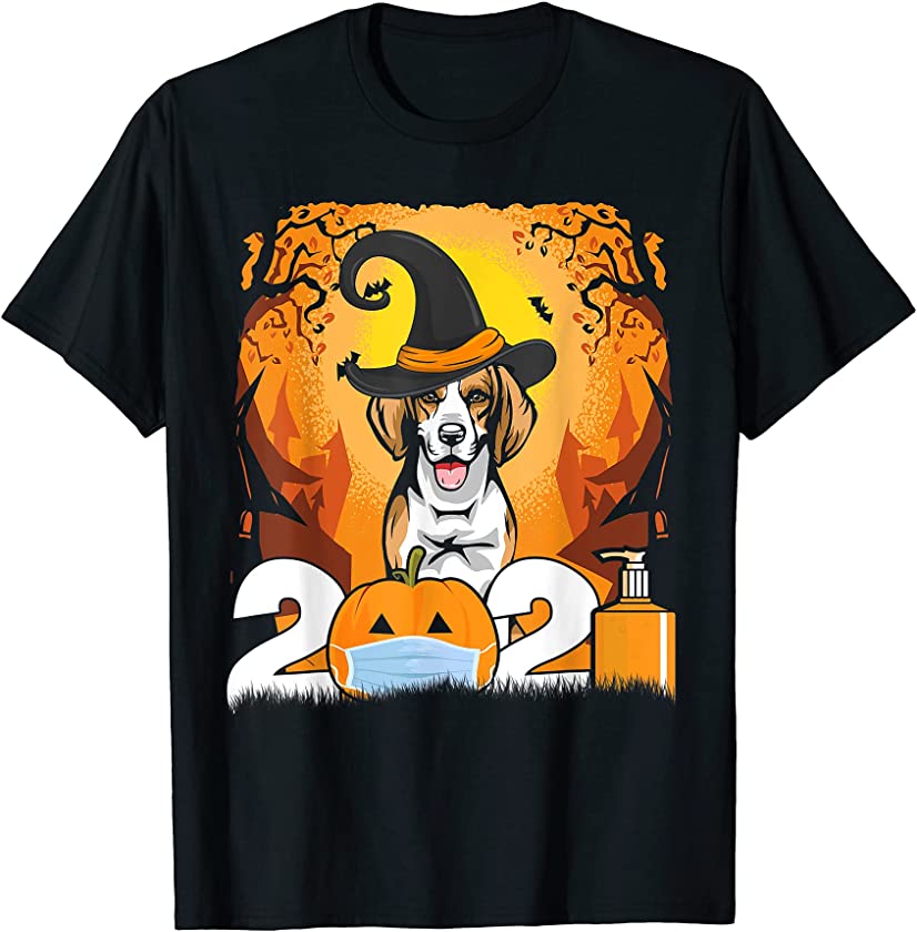 Dog Beagle Witch Hat Funny Halloween 2021 Puppy Lover T-Shirt