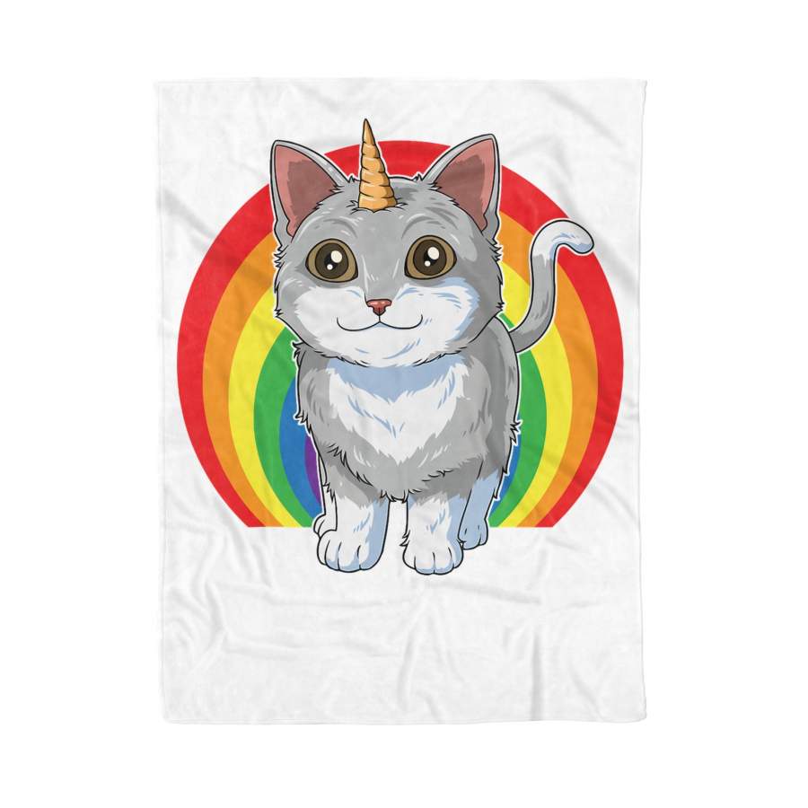 Cat Unicorn Horn Rainbow Kitten Unicorn – Fleece Blanket