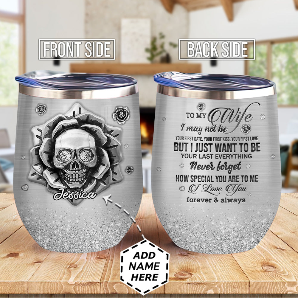 Personalized Skull Couple To My Wife Agmz0807011Z Wine Tumbler