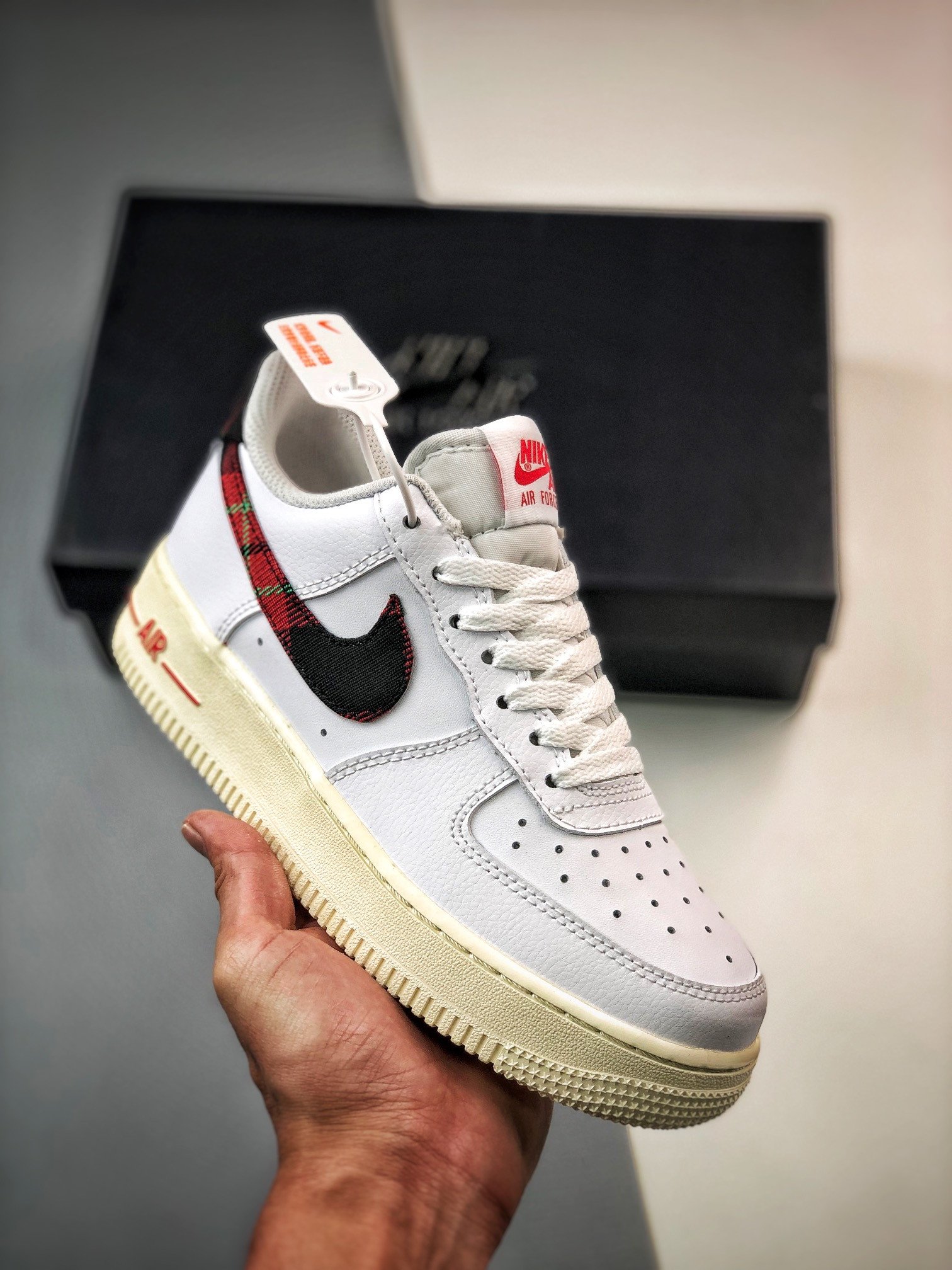 Nike Air Force 1 Low Plaid Swoosh WhiteRed DV0789-100 5340406