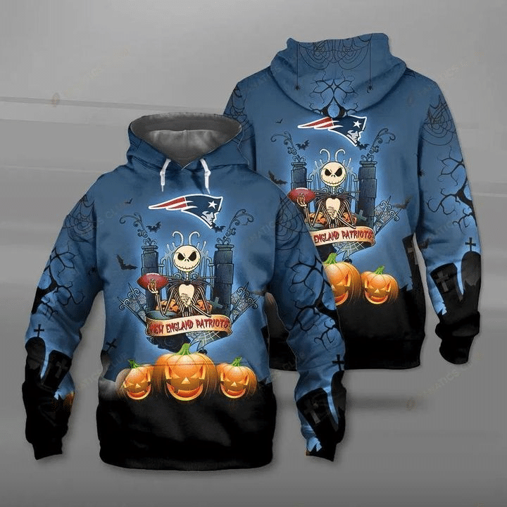 New England Patriots And Jack Skellington All Over Printed Hoodie TN280907