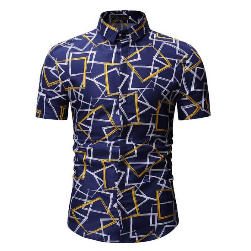 2019 Men Shirt Summer Style Palm Tree Print Beach Hawaiian