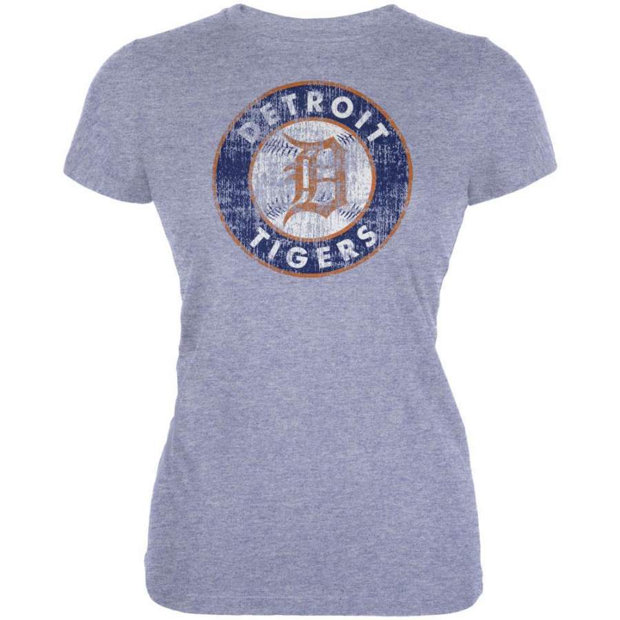 Detroit Tigers – Distressed Logo Blue Juniors Soft T-Shirt