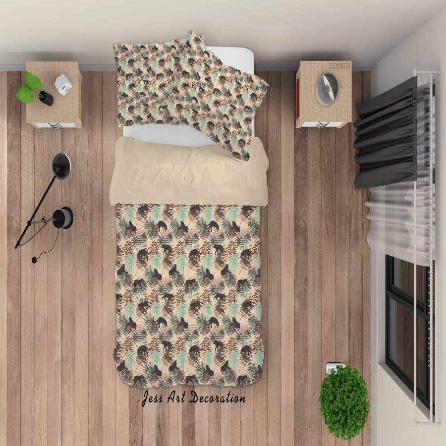 3D Animal Leaves Quilt Cover Set Bedding Set Duvet Cover Pillowcases SF99