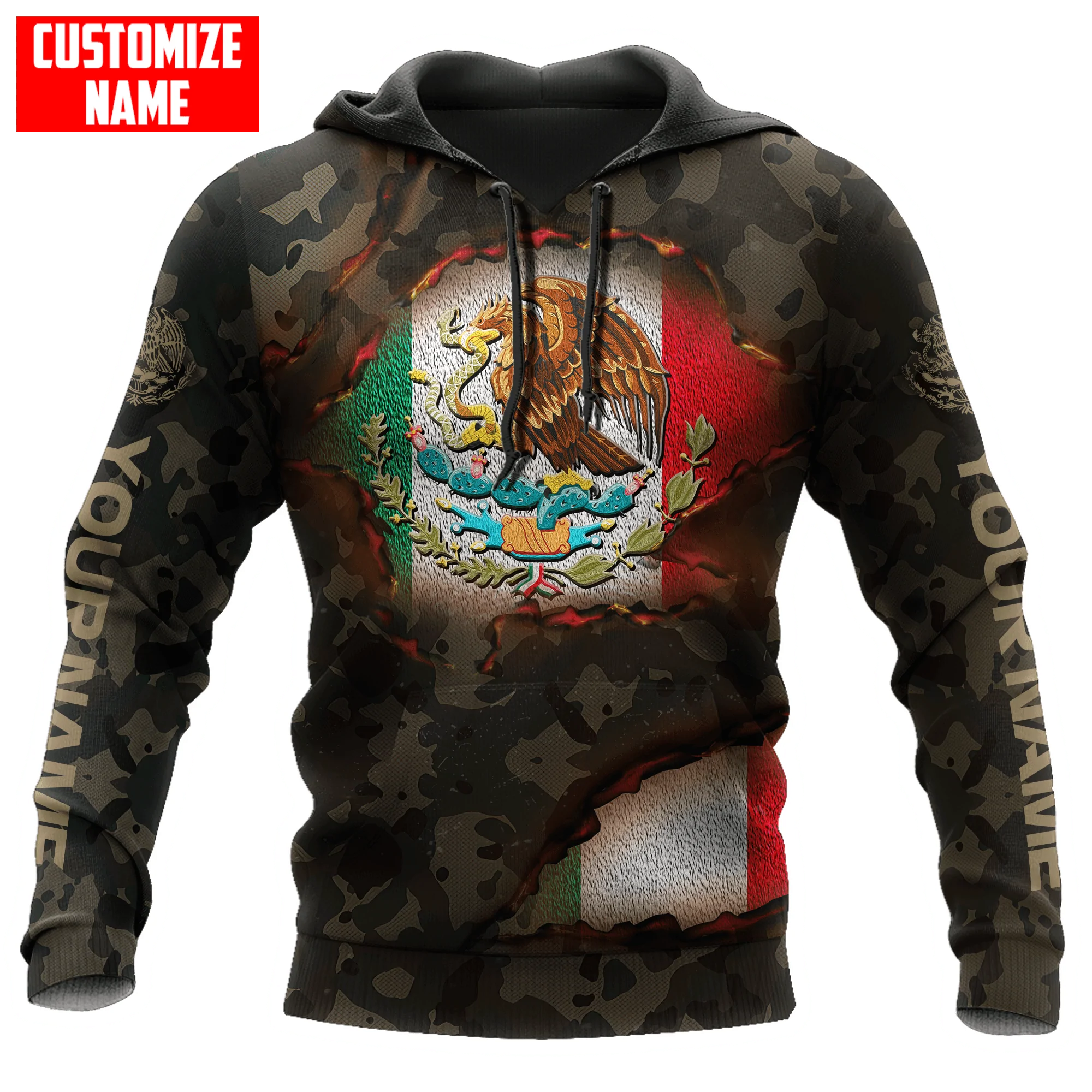 Personalized Mexico Flag Distressed Bleached All Over Printed Unisex Hoodie 3D Mexican Hoodie