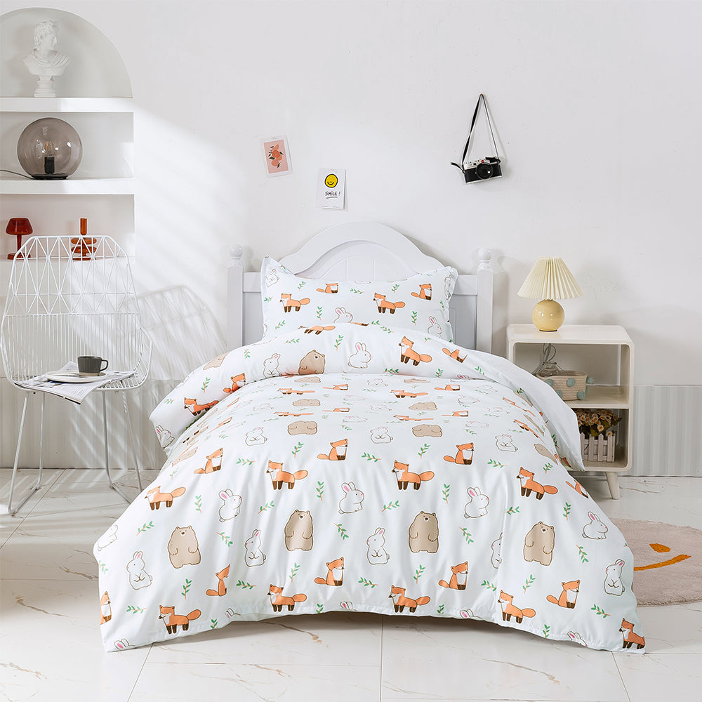 3D Cartoon Animal Fox Bear Rabbit Quilt Cover Set Bedding Set Duvet Cover Pillowcases 471