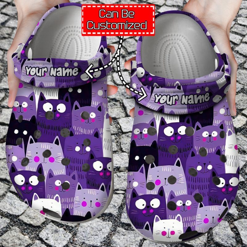 Cat – Personalized Cat Purple Pattern Clog Shoes For Men And Women