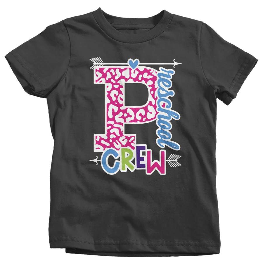 Girls Preschool T Shirt Preschool Crew T Shirt Cute Leopard Print Shirt Pre-School Back To School Shirts