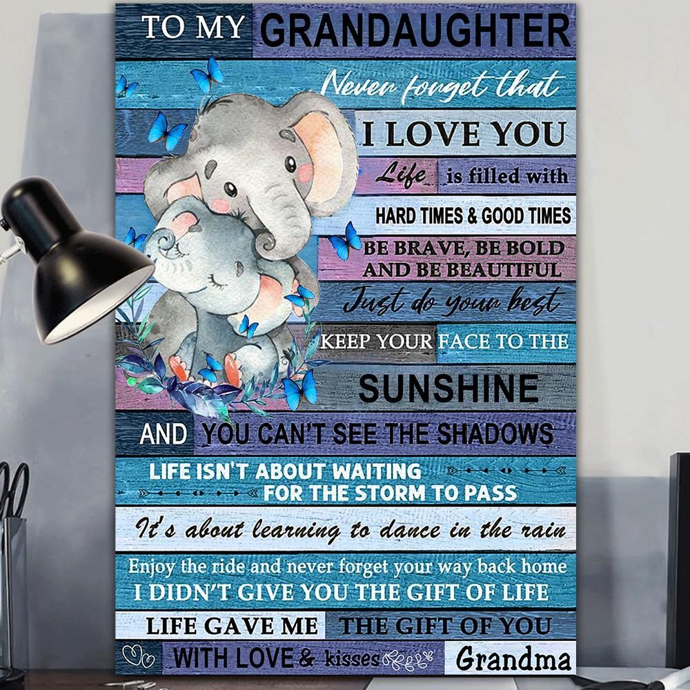 Loving Elephant Granddaughter Canvas Poster Wall Art, Poster Print, Canvas Print Wall Decor