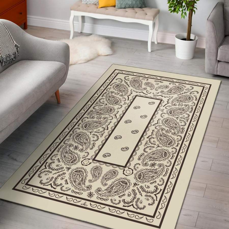 Cream and Brown Bandana Area Rugs – Fitted