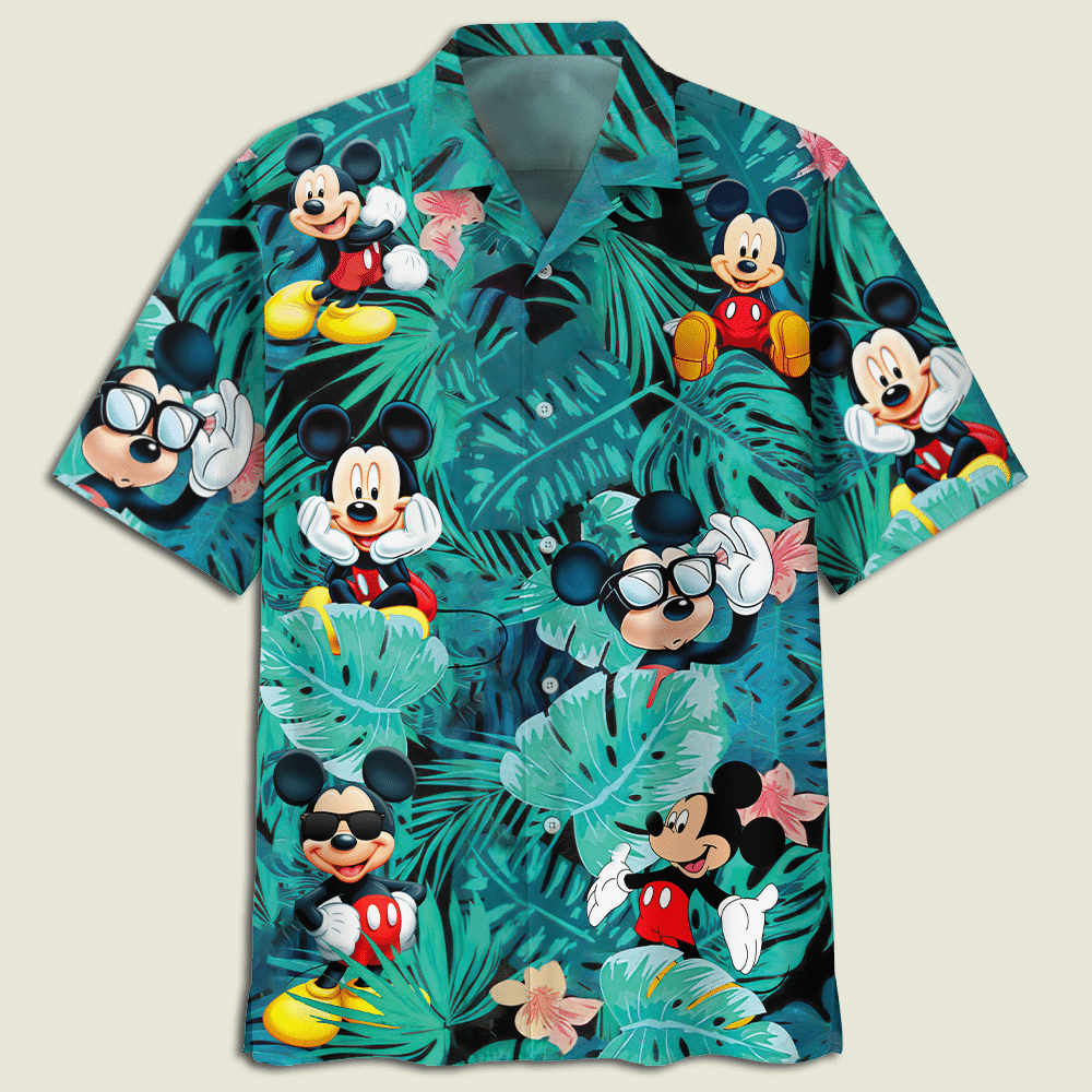 Mickey Mouse Flowers And Leaves Youth Adult Hawaii Shirt Ha16462