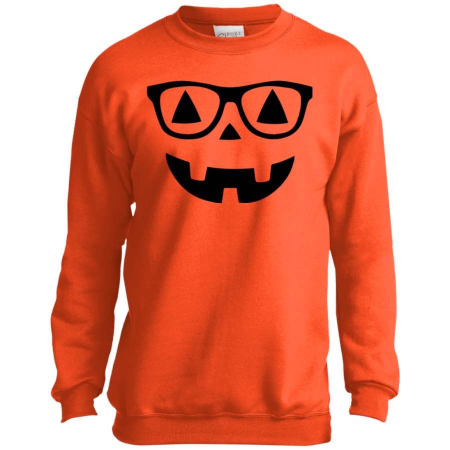 Hipster Halloween, Pumpkin face wear glasses Youth Tshirt/LS/Sweatshirt/Hoodie