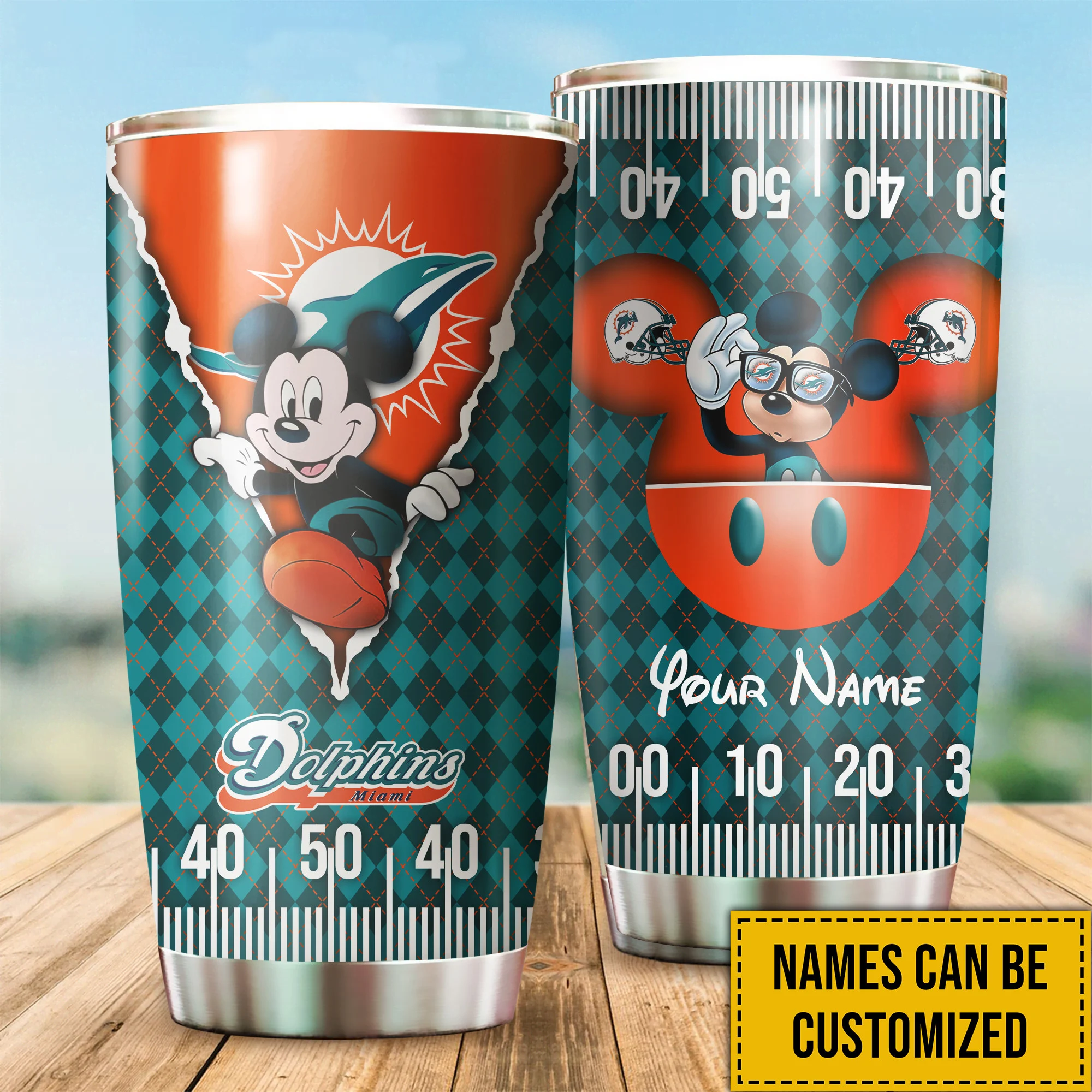 Miami Dolphins Custom Name Tumbler Bg261