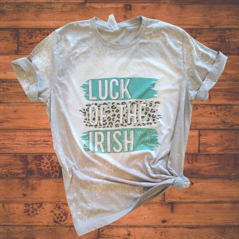 St Patrick’S Day Tee| Irish | Bleached Tee | Clover | Shamrock | Lucky | Leopard | St Patty’S Day