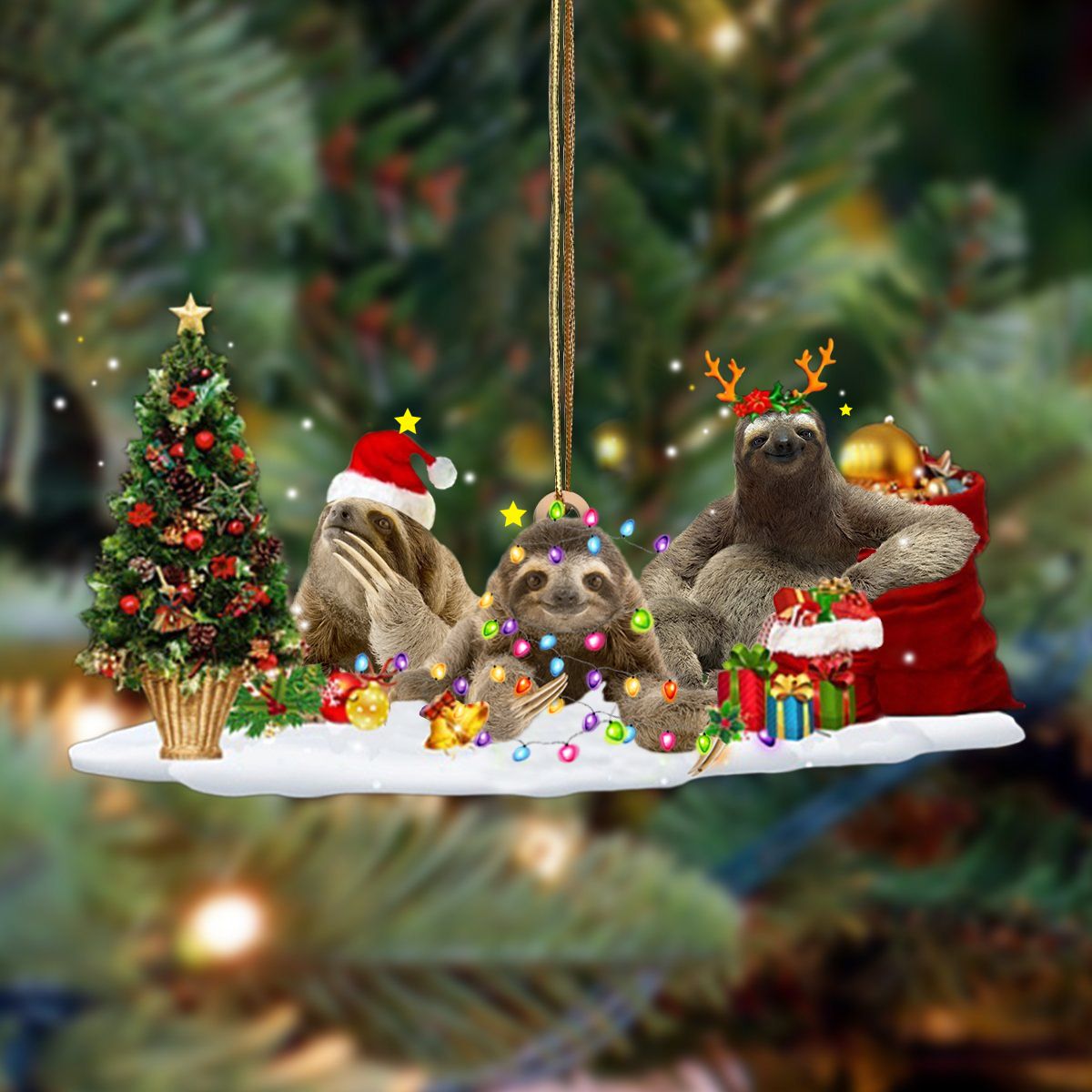 Sloth Family Of 3 Ornament Unique Christmas Ornaments Gifts For Sloth Lovers