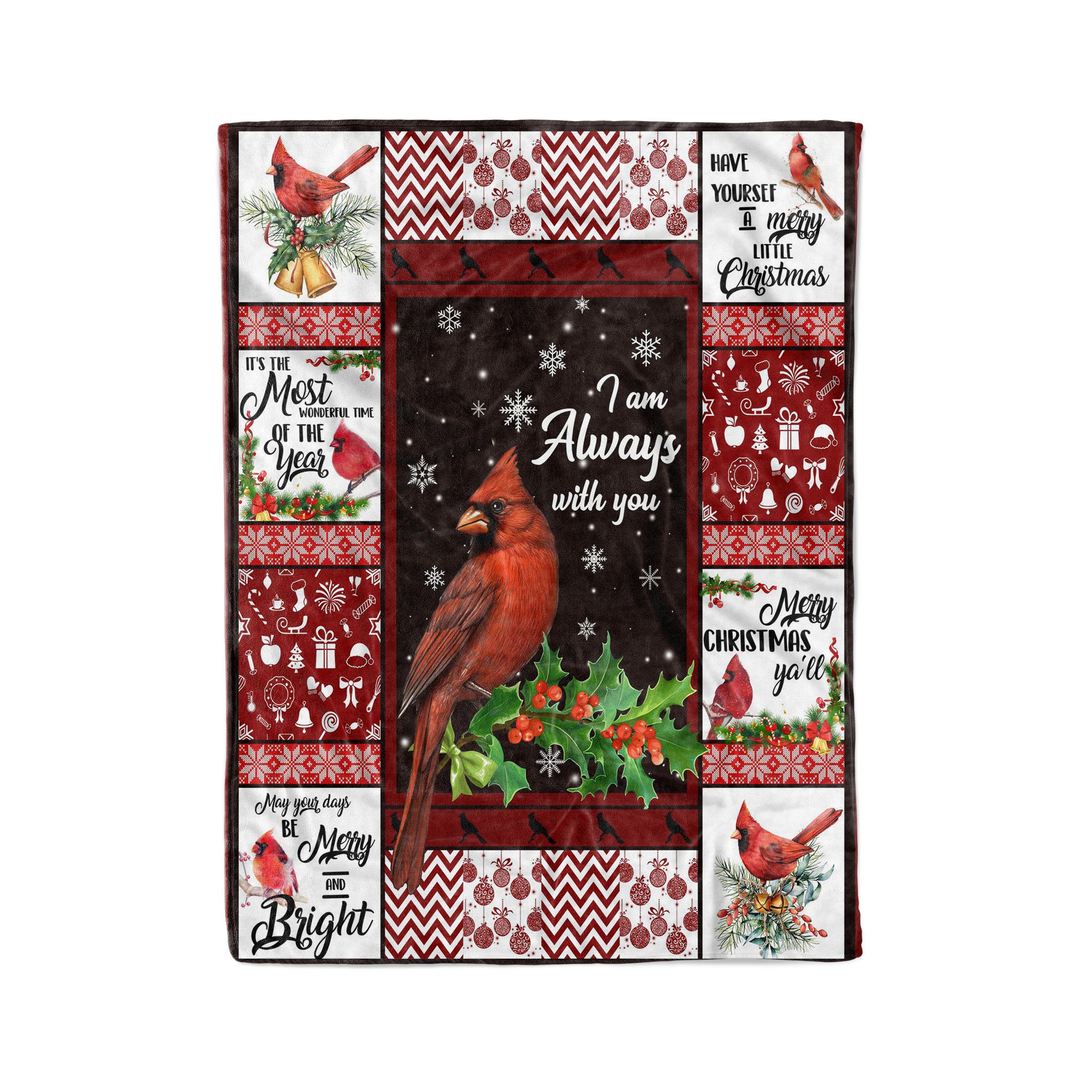 Viticstore™ Cardinal birds I am always with you – Red 3D full over printed size large Fleece Blanket, cardinal gift