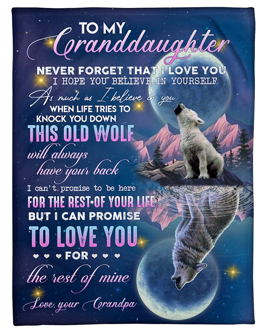 Wolf Moon To My Granddaughter The Rest Of Mine Blanket Gift From Grandpa Home Decor Bedding Couch Sofa Soft And Comfy Cozy