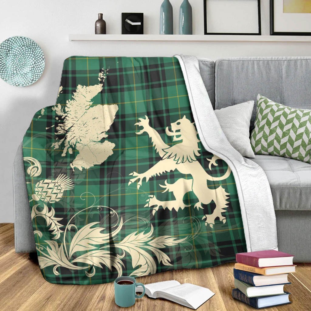 Tartan Blanket Macarthur Ancient Tartan Scotland Lion Thistle Map Plaid Blanket