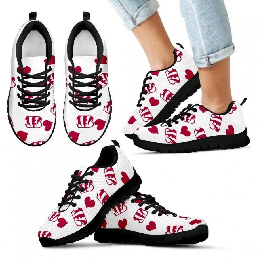 Sweeten Dreamy Love Pattern With Logo Cincinnati Bengals Sneakers #842