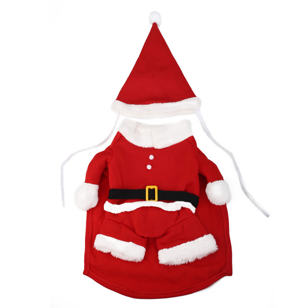 Pet Funny Clothes Xmas Clothing Warm Fleece Coat Puppy Dog New Fashion Christmas Clothes Santa Claus Standing Costume alx