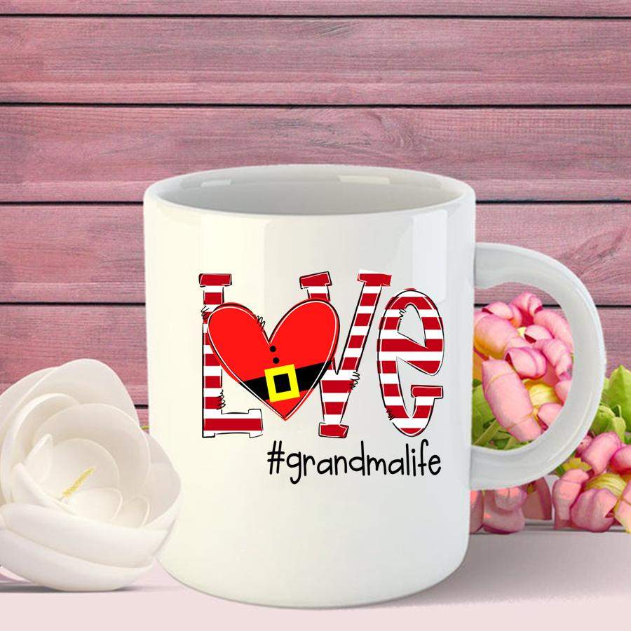 Personalized Love Heart Santa Grandma Life Christmas Shirt