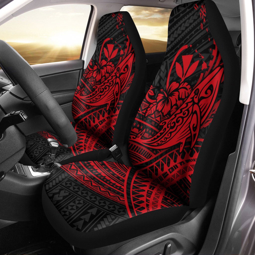 Hawaii Humpback Whale With Hibiscus Tribal Red Car Seat Covers – Lt12