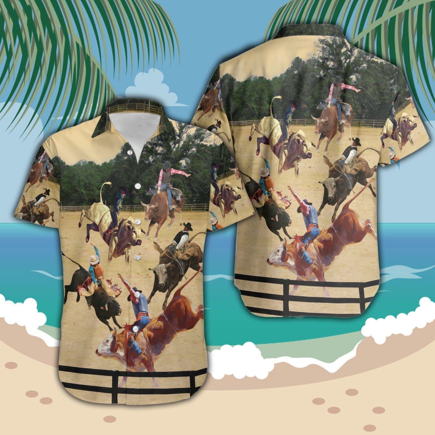 Rodeo Life With Bull Hawaii Shirts Ha40317