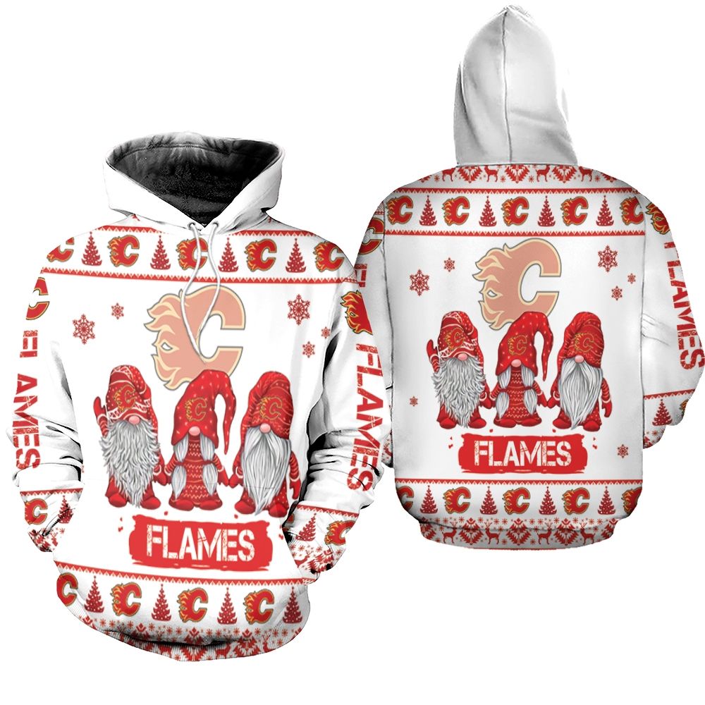 Christmas Gnomes Calgary Flames Ugly Sweatshirt Christmas 3D Hoodie