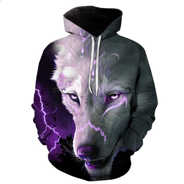 3D Space Galaxy Wolf Hoodie