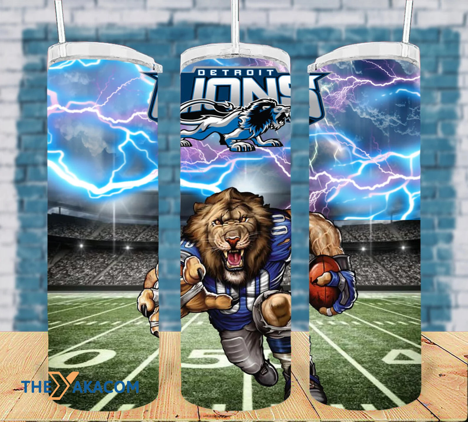 Strong Player On The Stadium And Lightening Detroit Lions Tumbler