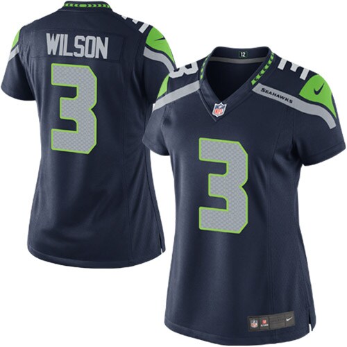 Women’s Seattle Seahawks Russell Wilson College Navy Game Player Jersey