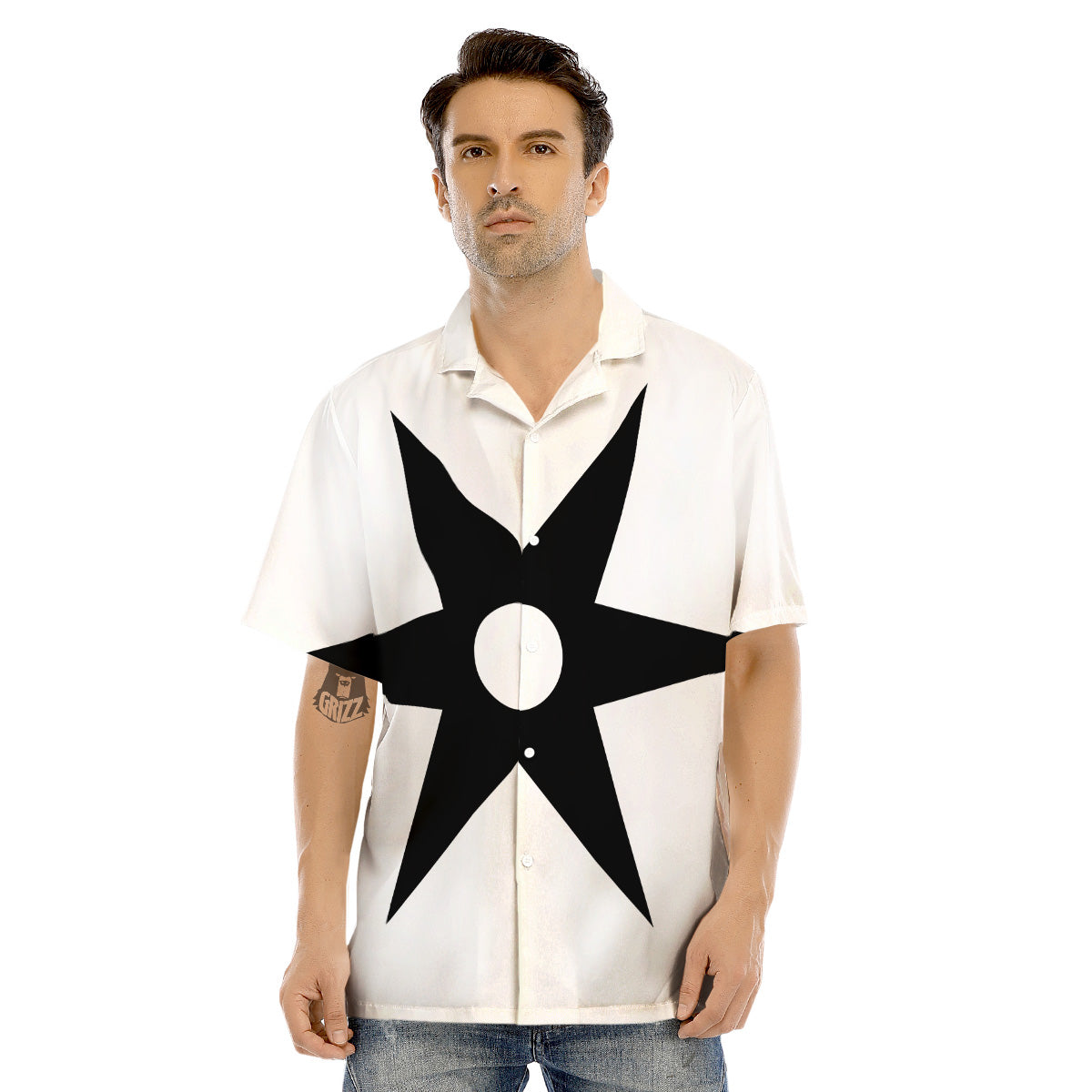 African Adinkra Symbols White And Black Men’S Hawaiian Shirt