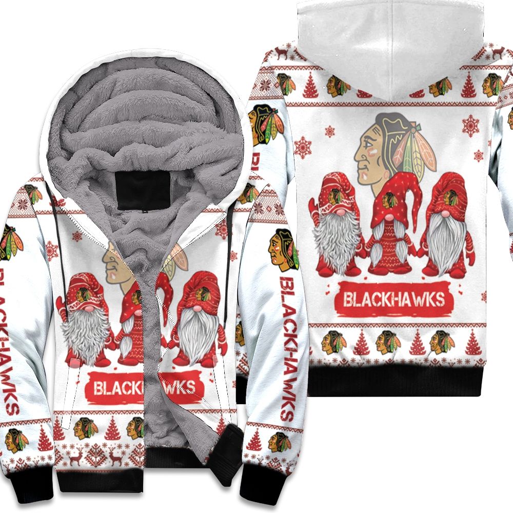 Christmas Gnomes Chicago Blackhawks Ugly Sweatshirt Christmas 3D Fleece Hoodie