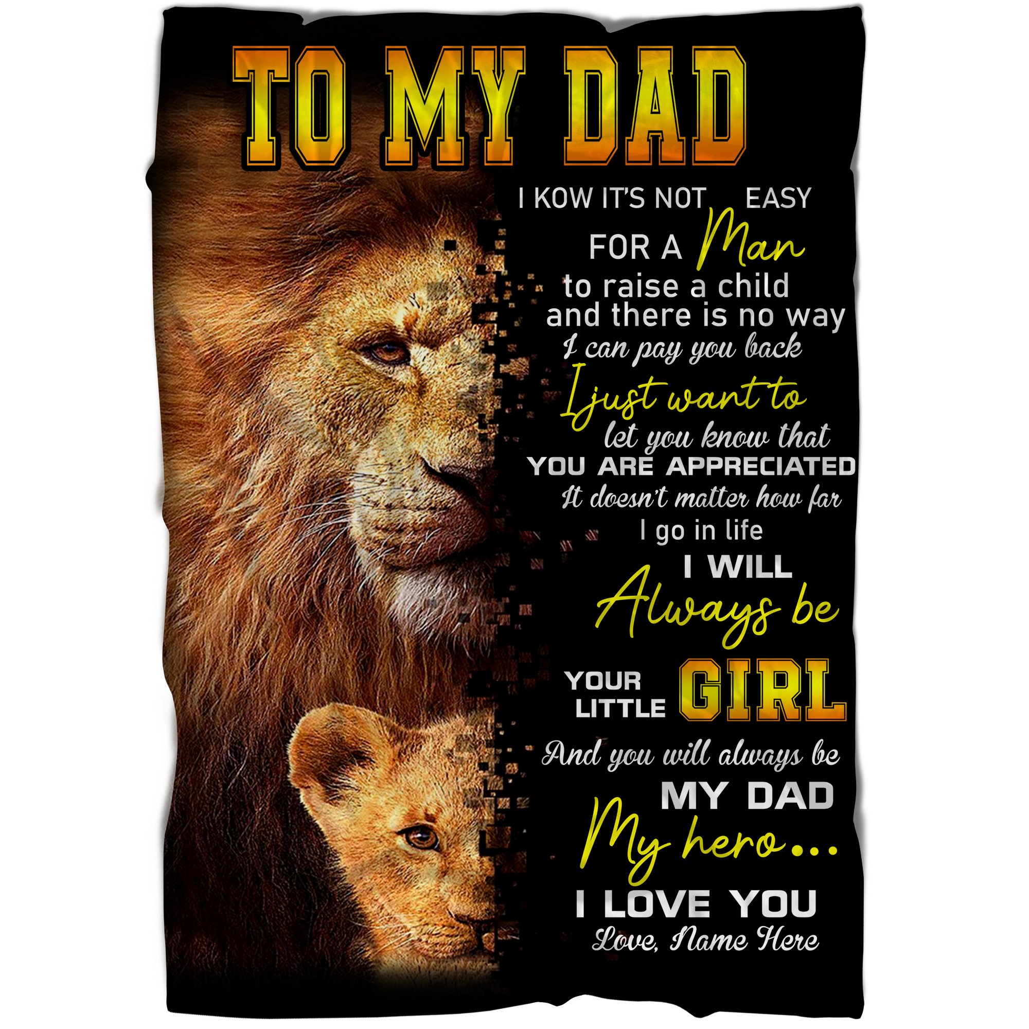 To My Dad Lion Fleece Blanket – Unique Meaningful Gifts for Father from Daughter FFS Chipteeamz – NLXW81