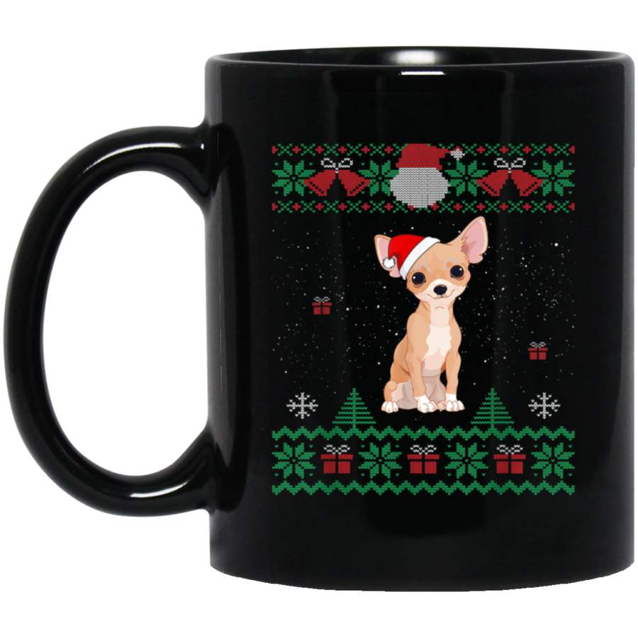 Chihuahua Dog Lover Ugly Christmas Sweater Xmas Gift Family 11 oz 15 oz Mug Black