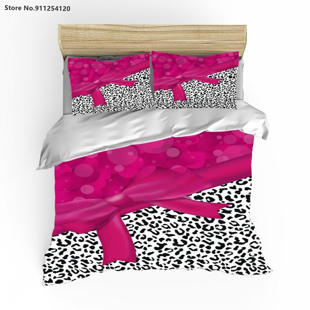 Ribbon Leopard Luxury Bedding Set Girl Adult Queen King Double Single Bed Cover Soft Bedding Bedspread  Duvet Covers