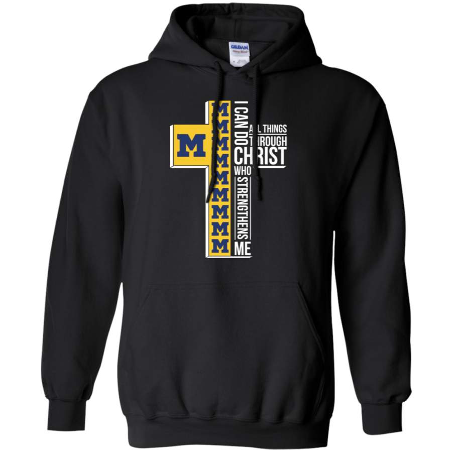 AGR Michigan Wolverines I can do all things through Christ who streng then me Hoodie