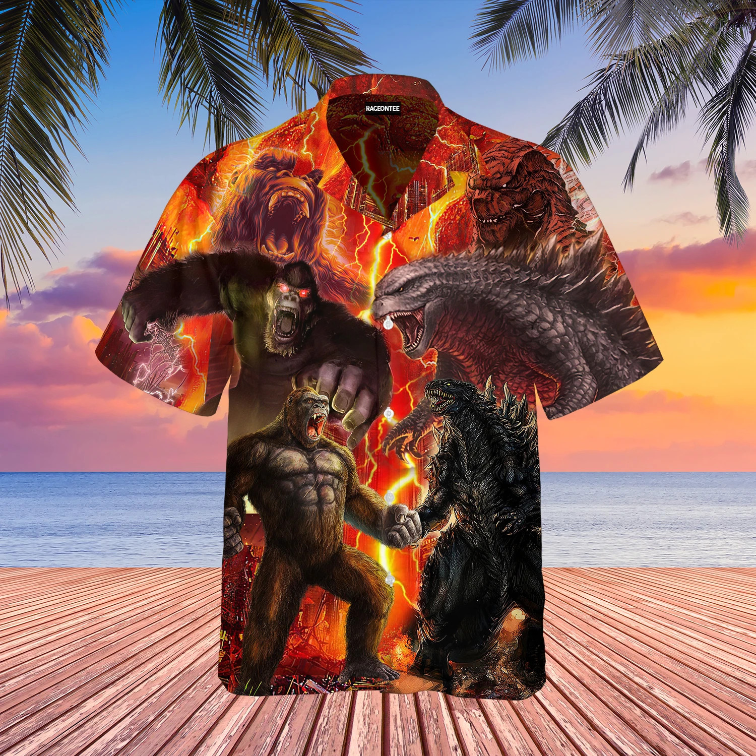 Godzilla And King Kong Hawaii Shirt Unisex Adult Ha103417