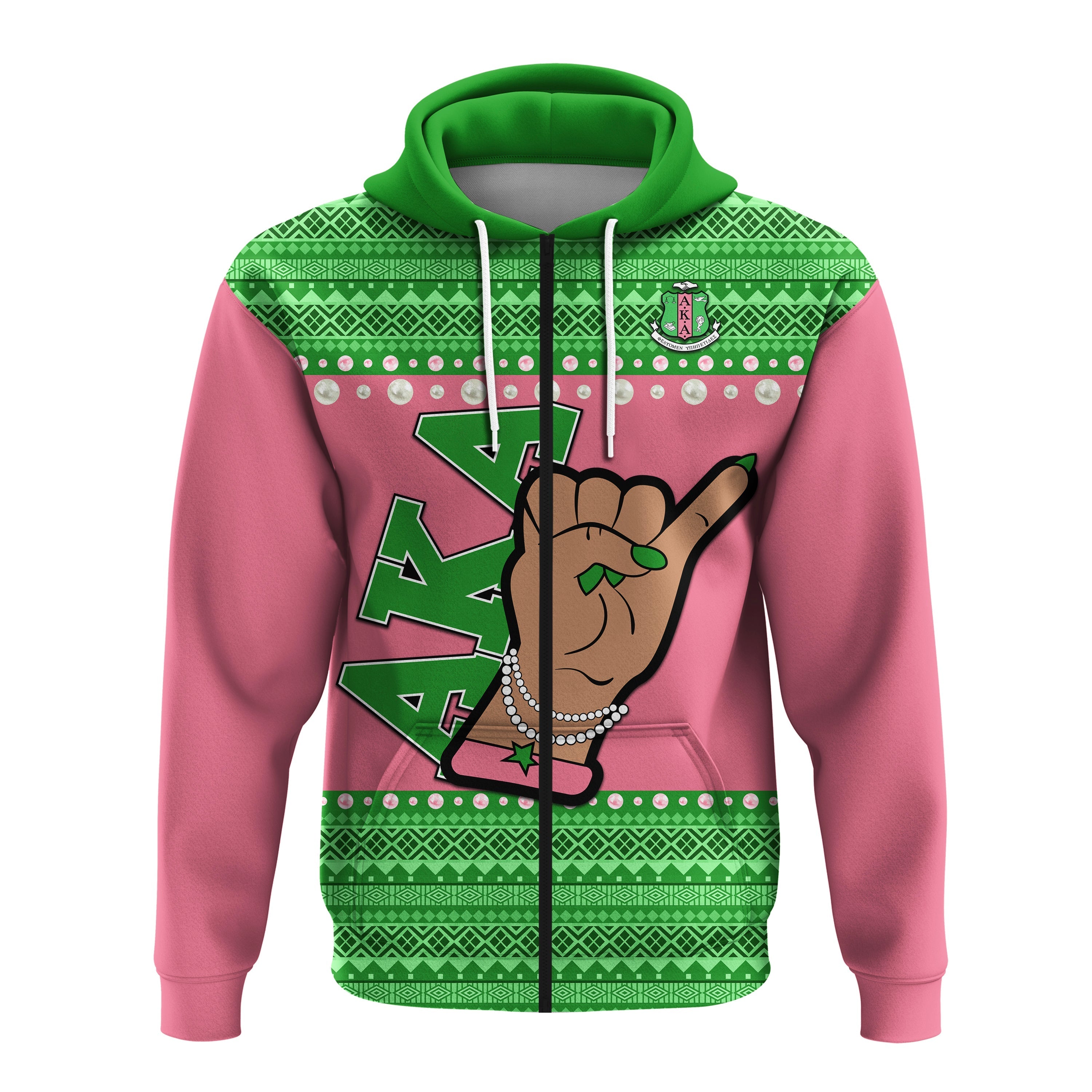 Alpha Kappa Alpha Zip Hoodie African Pattern